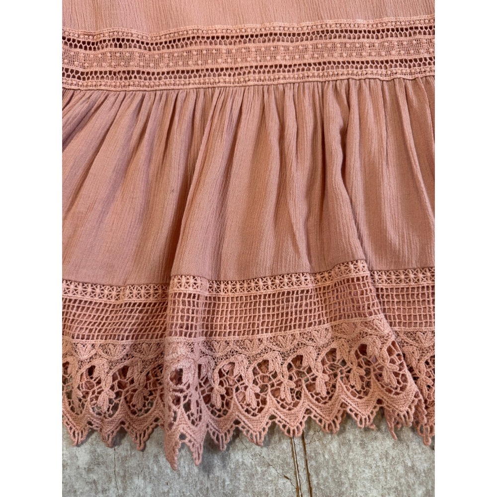 Lumie Pink‎ Lace Trim Tassel Tie Dress Women's Medium Boho Sleeveless Lined EUC - Picture 6 of 8